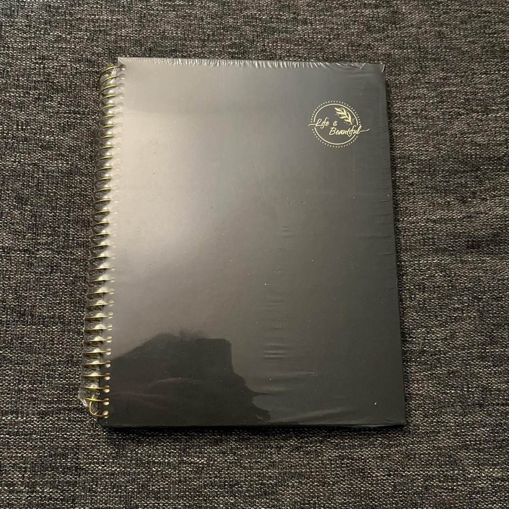 Life Is Beautiful A5 Black Spiral Notebook Smooth Hardcover Journal Office New